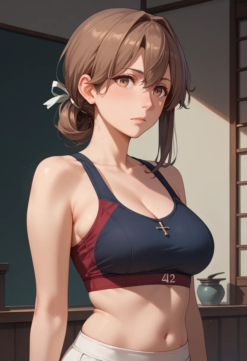 kantai_collection,michishio_(kancolle),sports bra,high-waisted leggings  - 