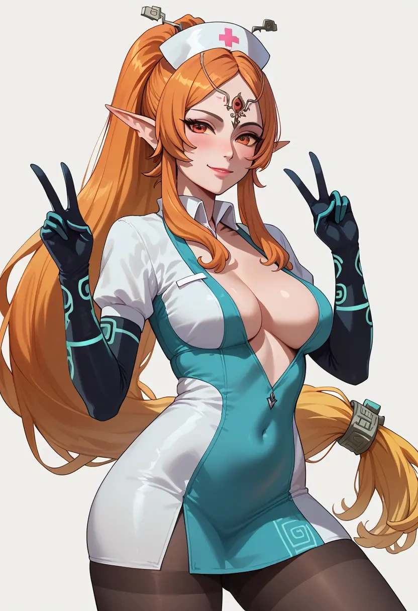 the_legend_of_zelda,midna,nurse, pantyhose,mini skirt  - 