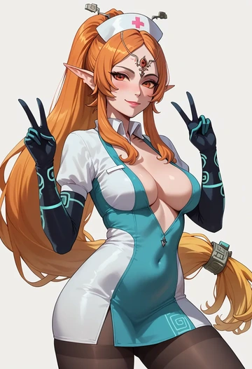 the_legend_of_zelda,midna,nurse, pantyhose,mini skirt  - AI generated anime art