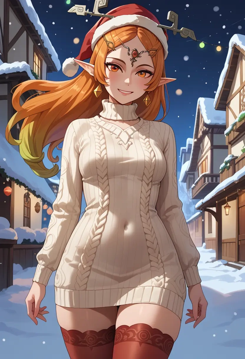 the_legend_of_zelda,midna,Christmas,sweater dress,stockings  - 