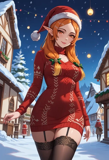 the_legend_of_zelda,midna,sweater,stockings,Thigh garters  - AI generated anime art