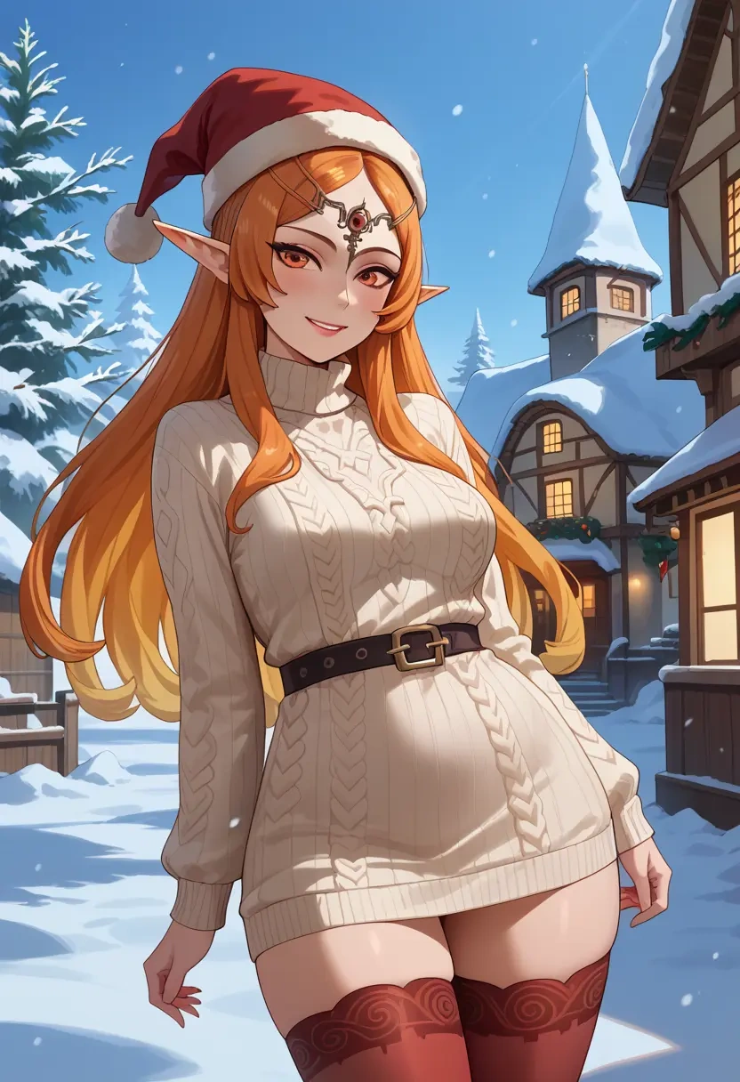 the_legend_of_zelda,midna,Christmas,sweater dress,stockings  - 