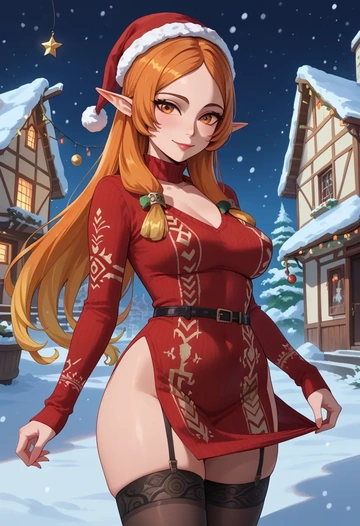 the_legend_of_zelda,midna,sweater,stockings,Thigh garters  - AI generated anime art