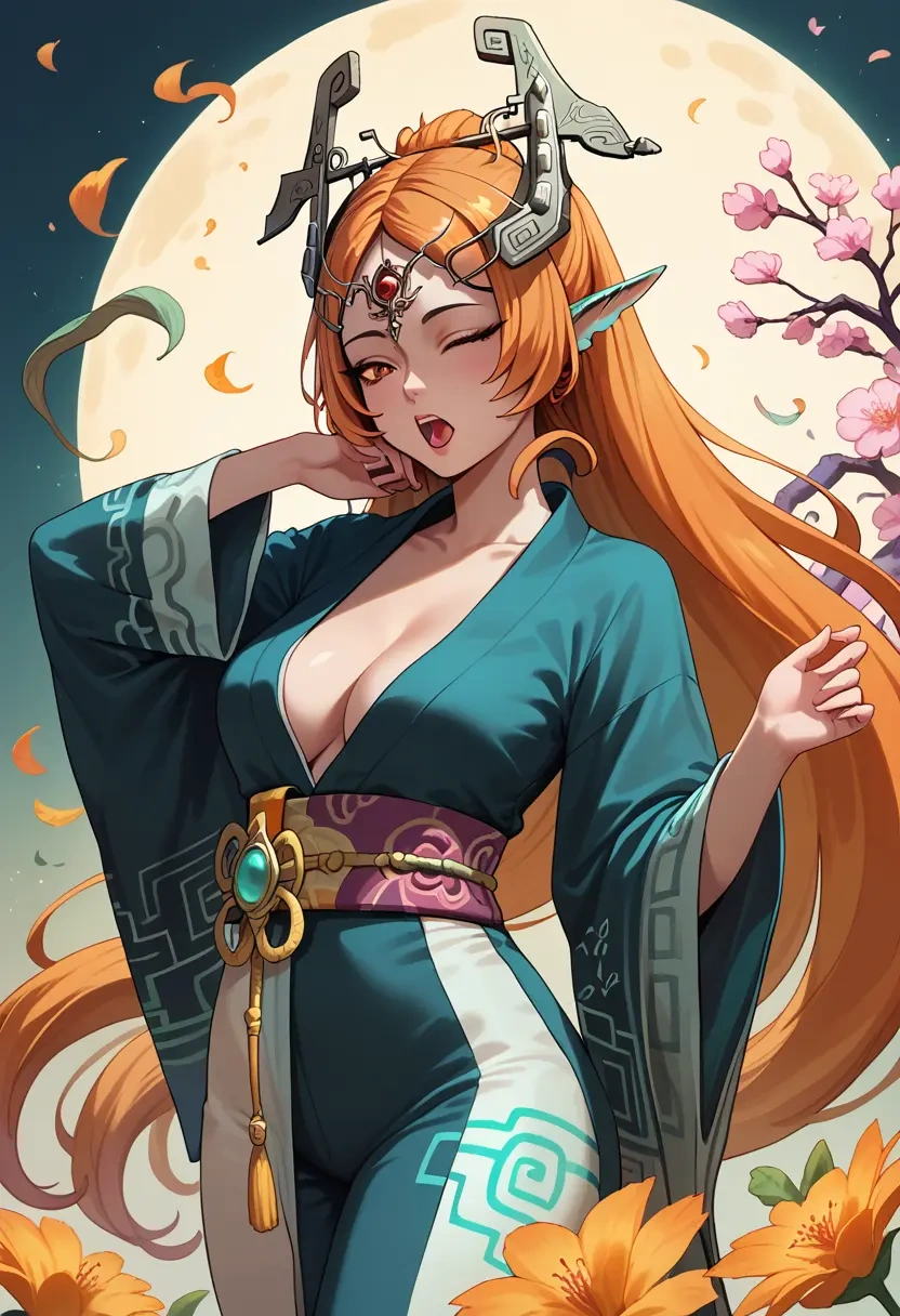 the_legend_of_zelda,midna,kimono,silk,wide-leg trousers  - 