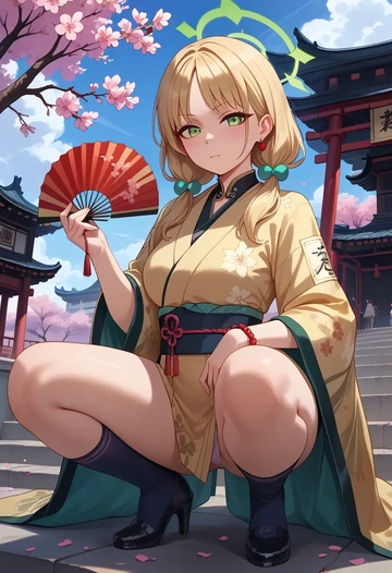 blue_archive,midori_(blue_archive),kimono  - AI generated anime art