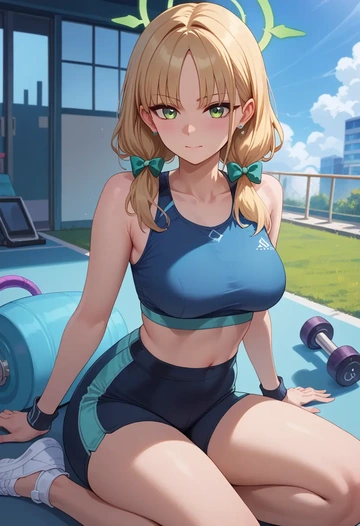 blue_archive,midori_(blue_archive),yoga shorts  - AI generated anime art