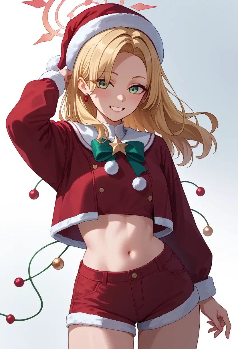 blue_archive,midori_(blue_archive),Christmas,red velvet shorts  - 