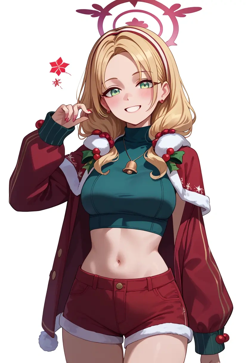 blue_archive,midori_(blue_archive),Christmas,red velvet shorts  - 