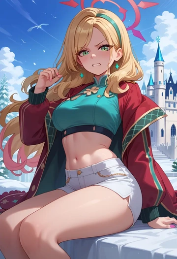 blue_archive,midori_(blue_archive),red velvet shorts  - AI generated anime art