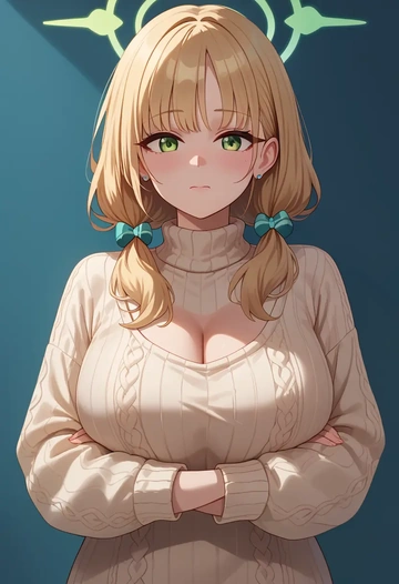 blue_archive,midori_(blue_archive),sweater  - AI generated anime art