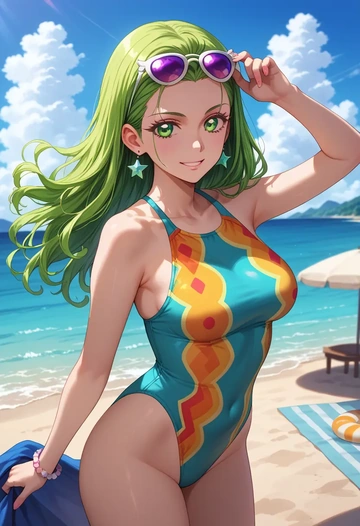 precure,midorikawa_nao,swimsuit,sexy  - AI generated anime art