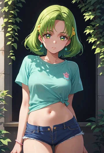 precure,midorikawa_nao,denim shorts  - AI generated anime art