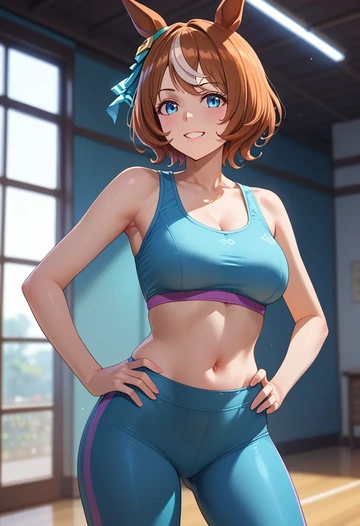 umamusume,mihono_bourbon_(umamusume),yoga shorts, bra  - AI generated anime art