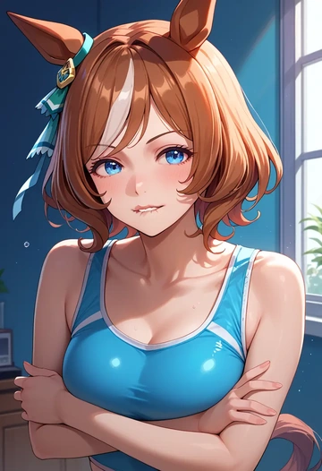 umamusume,mihono_bourbon_(umamusume),tankini top,board shorts  - AI generated anime art