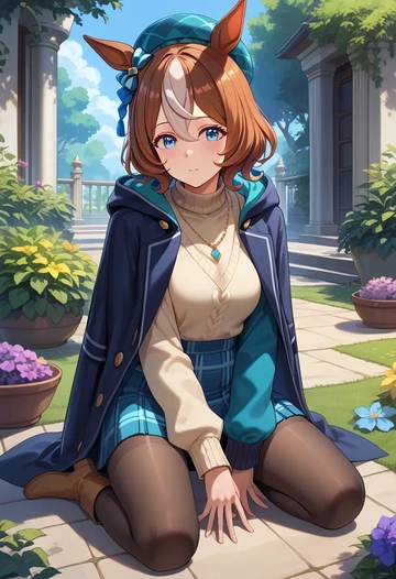 umamusume,mihono_bourbon_(umamusume),winter,student uniform,hooded coat  - AI generated anime art