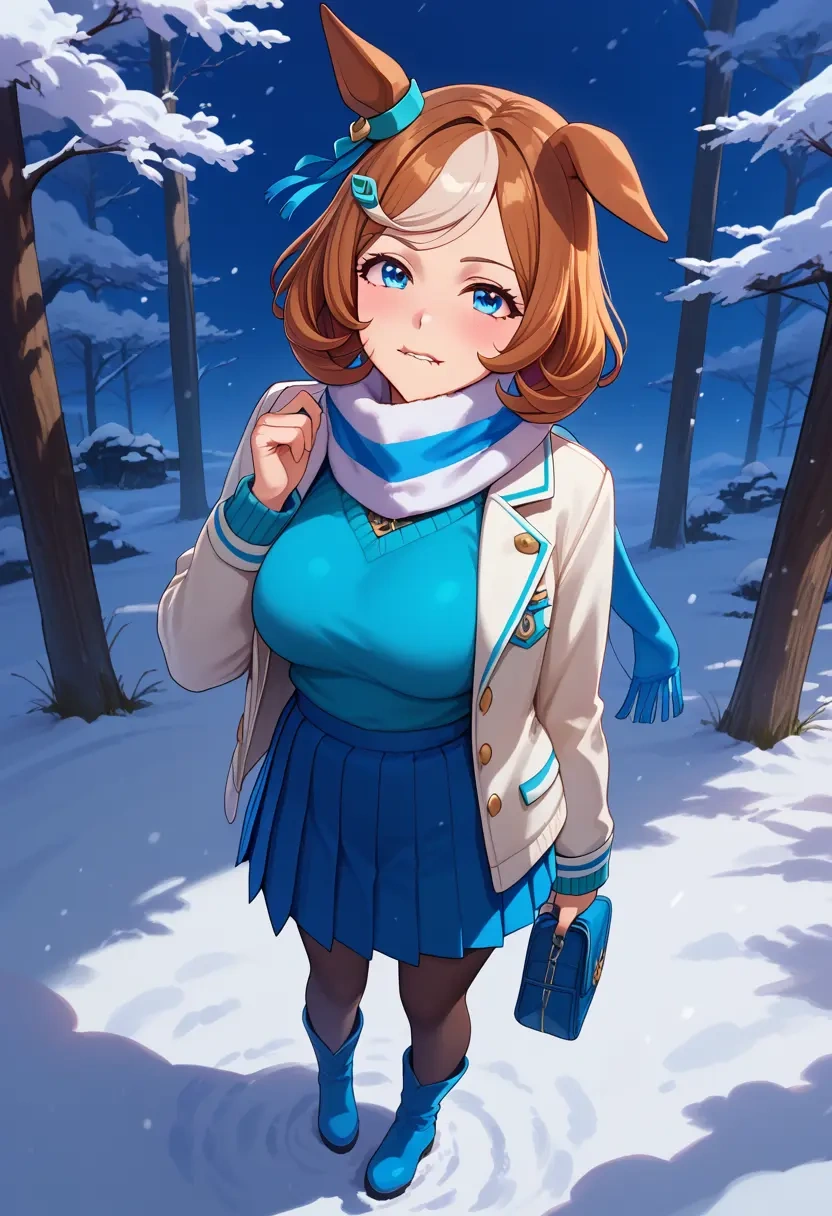 umamusume,mihono_bourbon_(umamusume),winter,student uniform,puffer jacket  - 