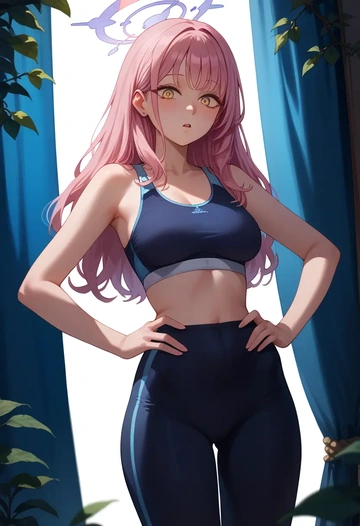 blue_archive,mika_(blue_archive),yoga shorts, bra  - AI generated anime art