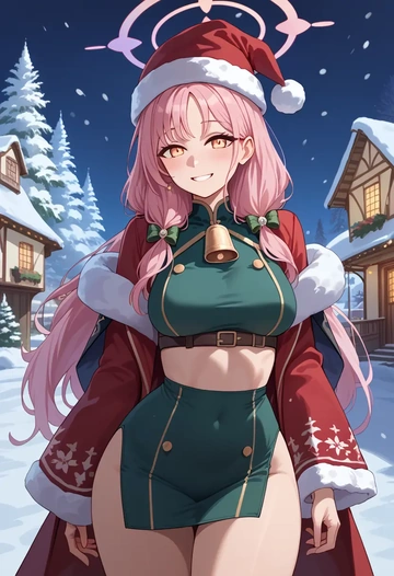 blue_archive,mika_(blue_archive),Christmas,dress  - AI generated anime art