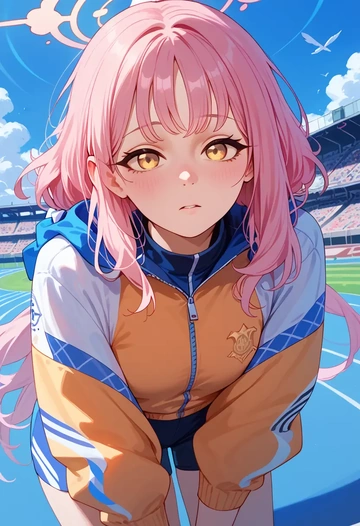 blue_archive,mika_(blue_archive),crop windbreaker,shorts  - AI generated anime art