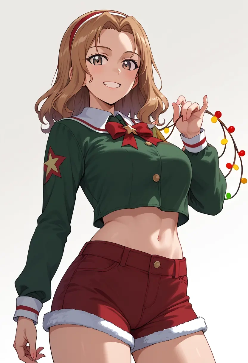 girls_und_panzer,mika_(girls_und_panzer),Christmas,red velvet shorts  - 