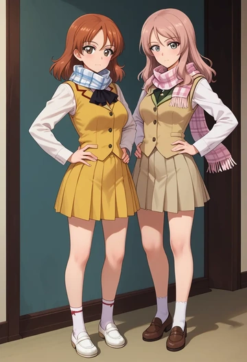 girls_und_panzer,mika_(girls_und_panzer),spring,student uniform,vest  - AI generated anime art