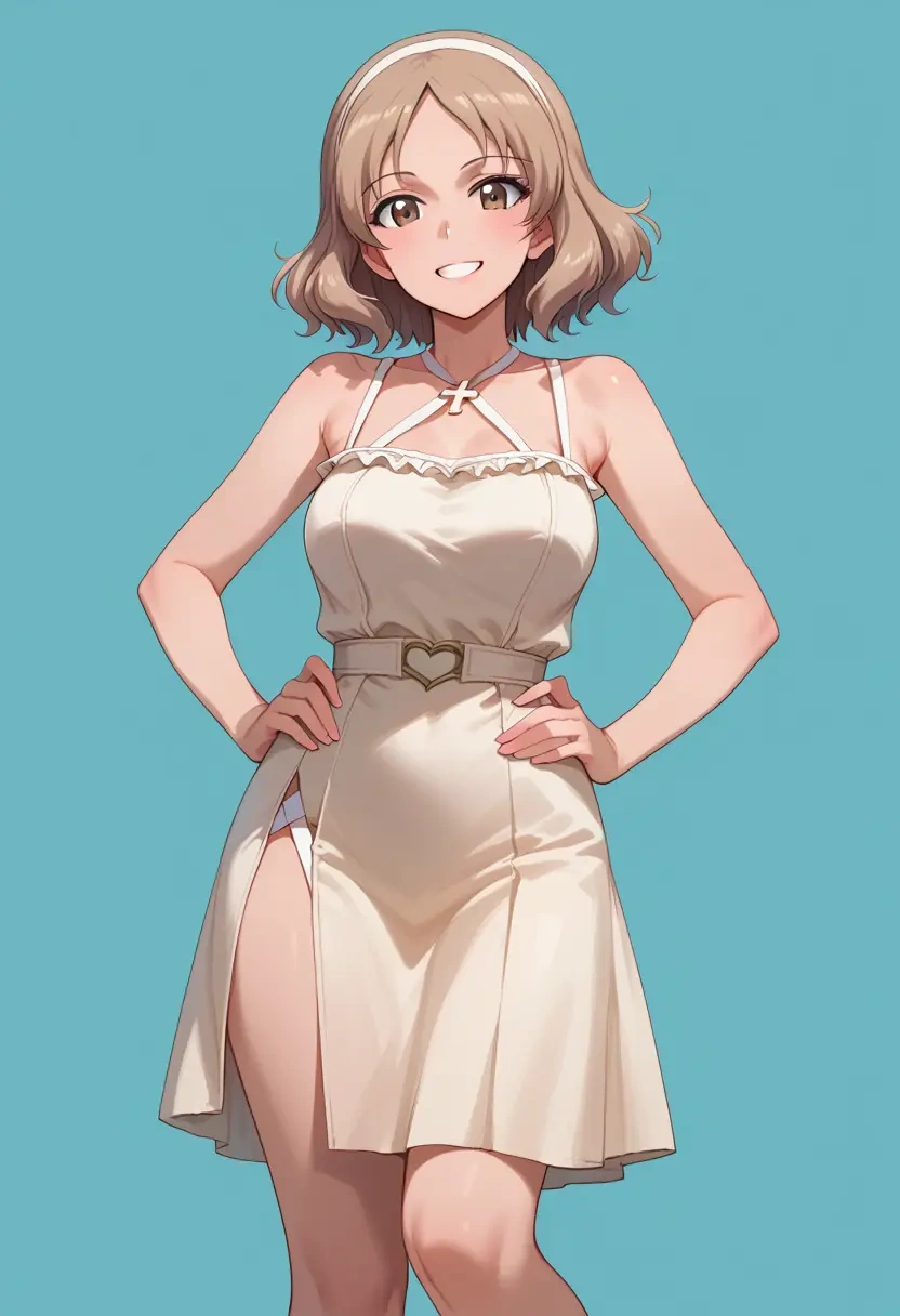 girls_und_panzer,mika_(girls_und_panzer),silk slip dress  - 