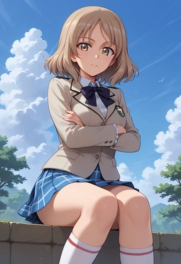 girls_und_panzer,mika_(girls_und_panzer),spring,student uniform,blazer  - AI generated anime art