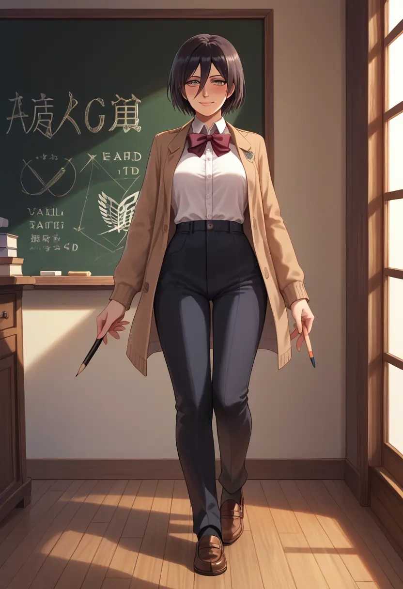 shingeki_no_kyojin,mikasa_ackerman,teacher, sweater  - 