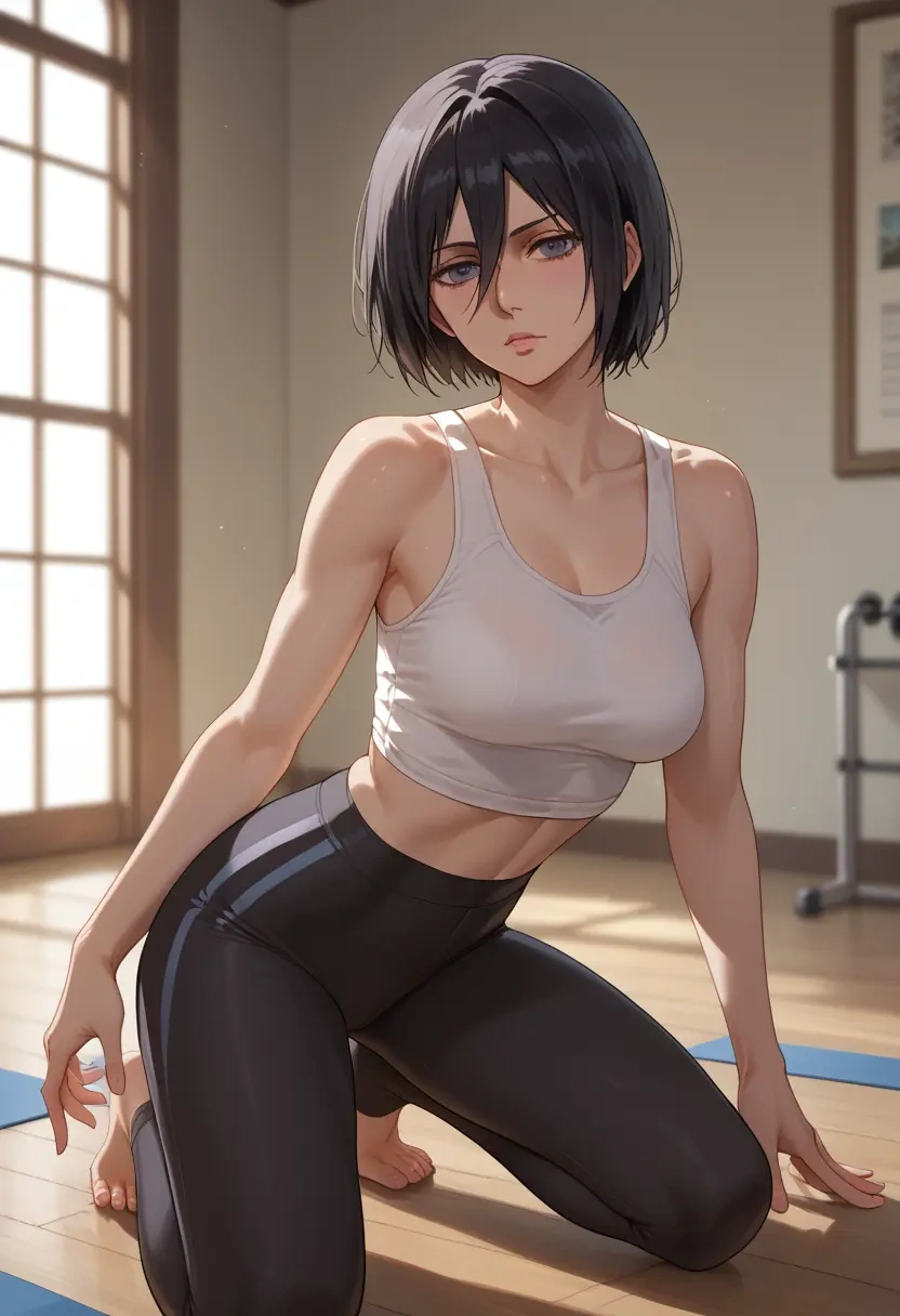 shingeki_no_kyojin,mikasa_ackerman,leggings,yoga  - 