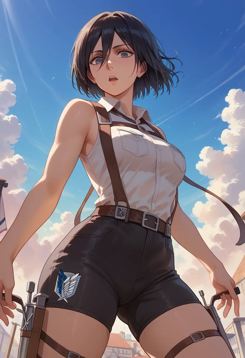 shingeki_no_kyojin,mikasa_ackerman,athletic,shorts,sexy  - 