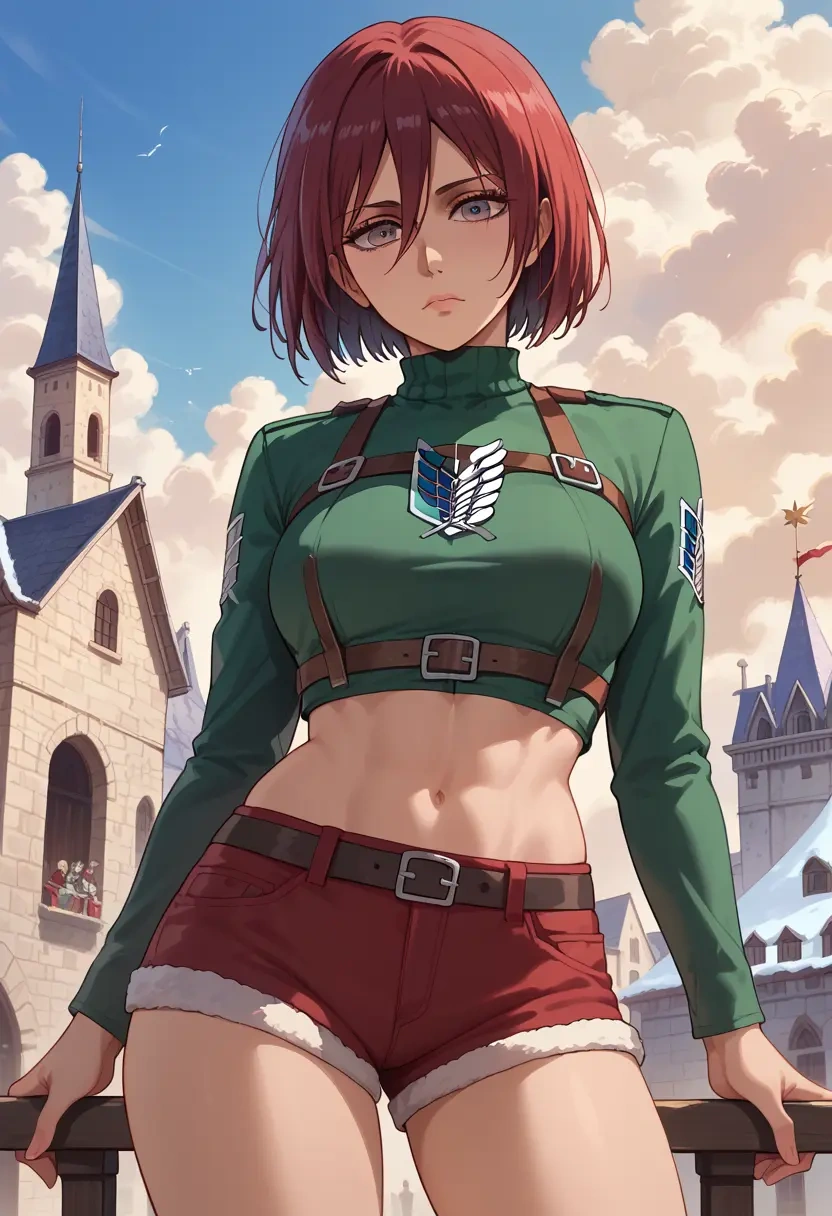 shingeki_no_kyojin,mikasa_ackerman,red velvet shorts  - 