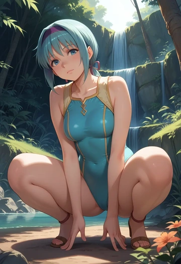 mahou_shoujo_madoka_magica,miki_sayaka,swimsuit,sexy  - AI generated anime art