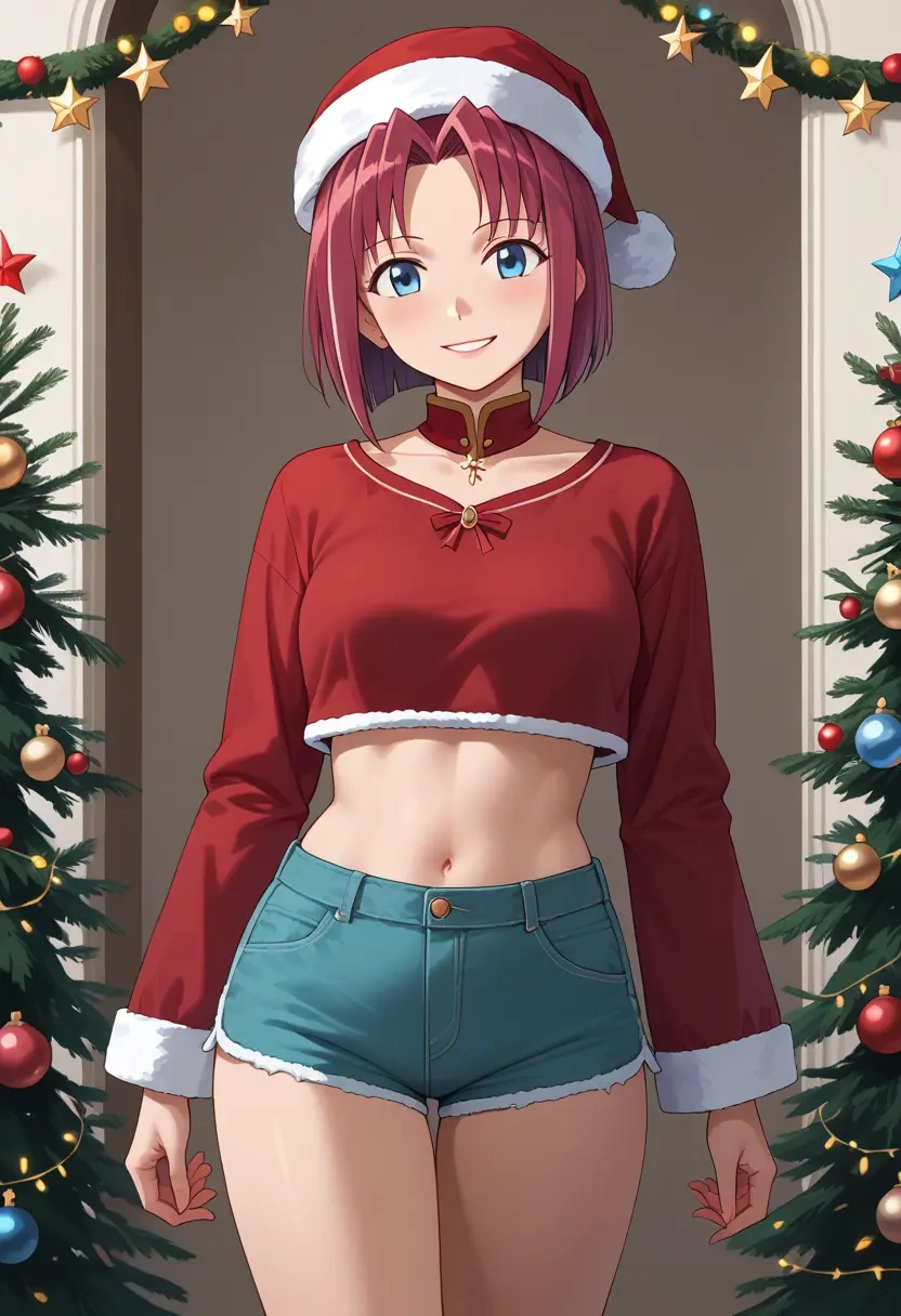 mahou_shoujo_madoka_magica,miki_sayaka,Christmas,red velvet shorts  - 