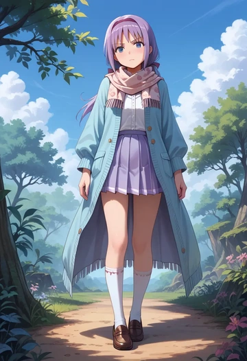 mahou_shoujo_madoka_magica,miki_sayaka,spring,student uniform,cardigan  - AI generated anime art