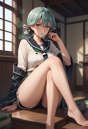 kantai_collection,mikuma_(kancolle),leather,shorts  - AI generated anime art