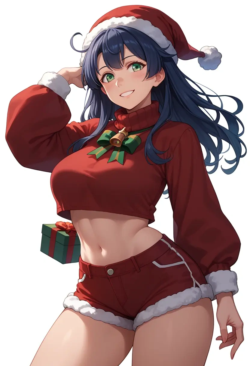 kantai_collection,mikuma_(kancolle),Christmas,red velvet shorts,turtleneck sweater  - 