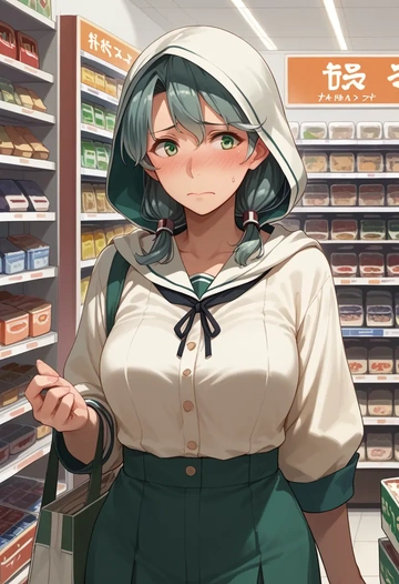 kantai_collection,mikuma_(kancolle),crop windbreaker,shorts  - AI generated anime art