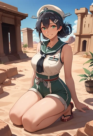 kantai_collection,mikuma_(kancolle),jogger shorts,oversized tank  - AI generated anime art