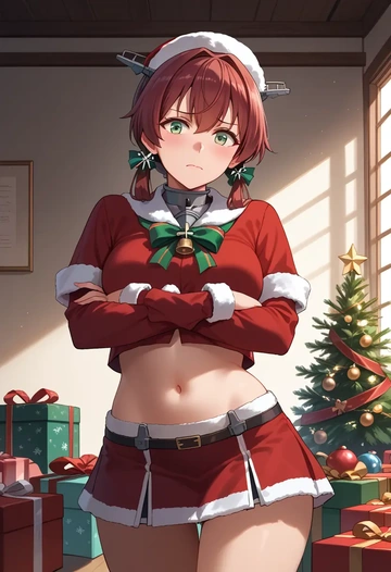 kantai_collection,mikuma_(kancolle),Christmas,skirt  - AI generated anime art