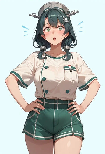 kantai_collection,mikuma_(kancolle),graphic tee,shorts,sneakers  - AI generated anime art