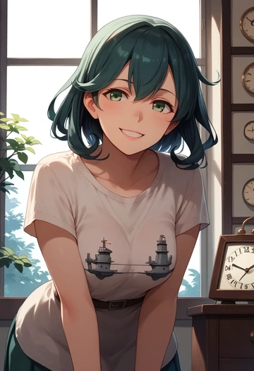 kantai_collection,mikuma_(kancolle),pop art shirt,dolphin shorts  - AI generated anime art