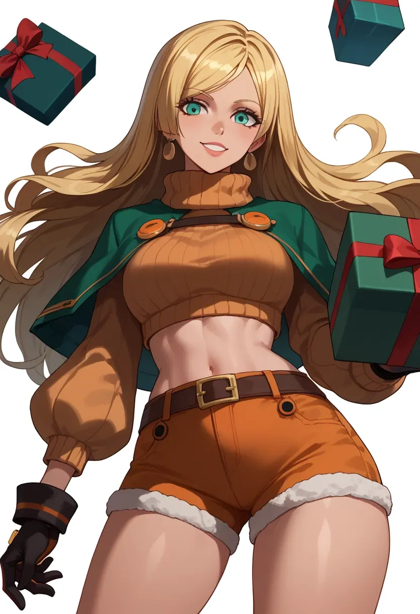 guilty_gear,millia_rage,Christmas,red velvet shorts,turtleneck sweater  - 