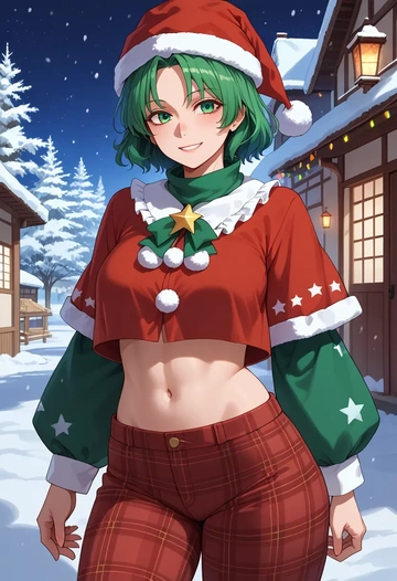 touhou,mima_(touhou),Christmas,plaid trousers  - AI generated anime art