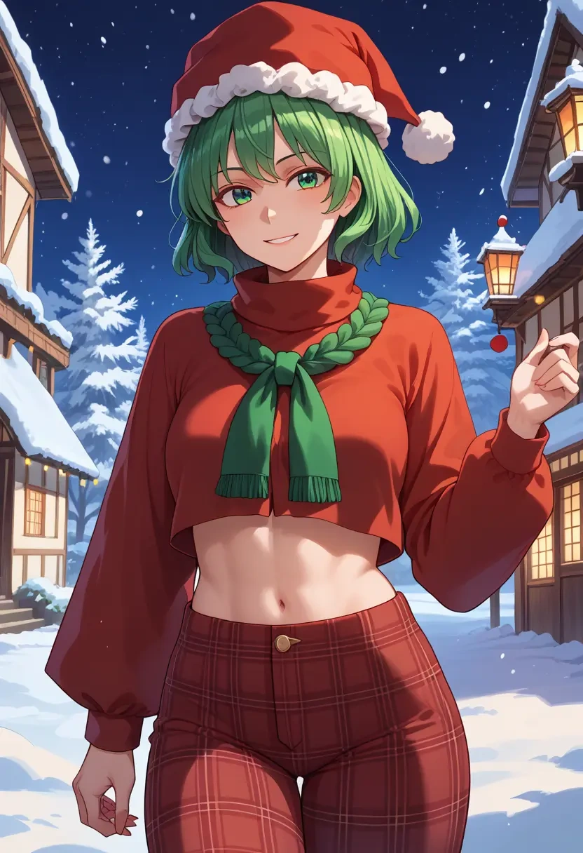 touhou,mima_(touhou),Christmas,plaid trousers  - 