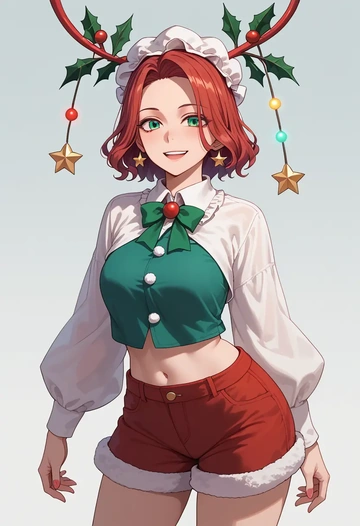 touhou,mima_(touhou),Christmas,red velvet shorts  - AI generated anime art