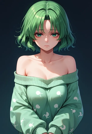 touhou,mima_(touhou),sweater,off-shoulder,collar  - AI generated anime art