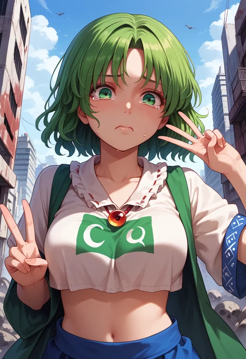 touhou,mima_(touhou),crop top,athletic shorts  - 