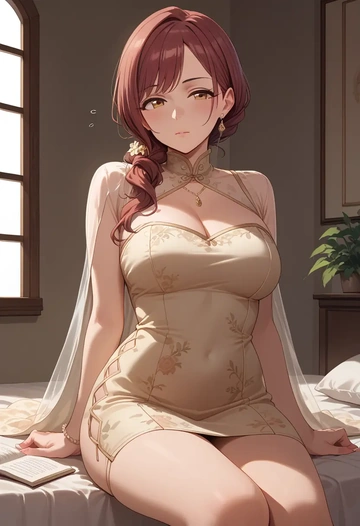 idolmaster,mimura_kanako,qipao  - AI generated anime art