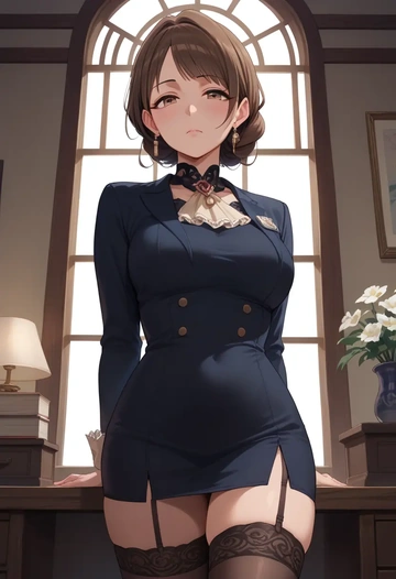 idolmaster,mimura_kanako,secretary, stockings  - AI generated anime art