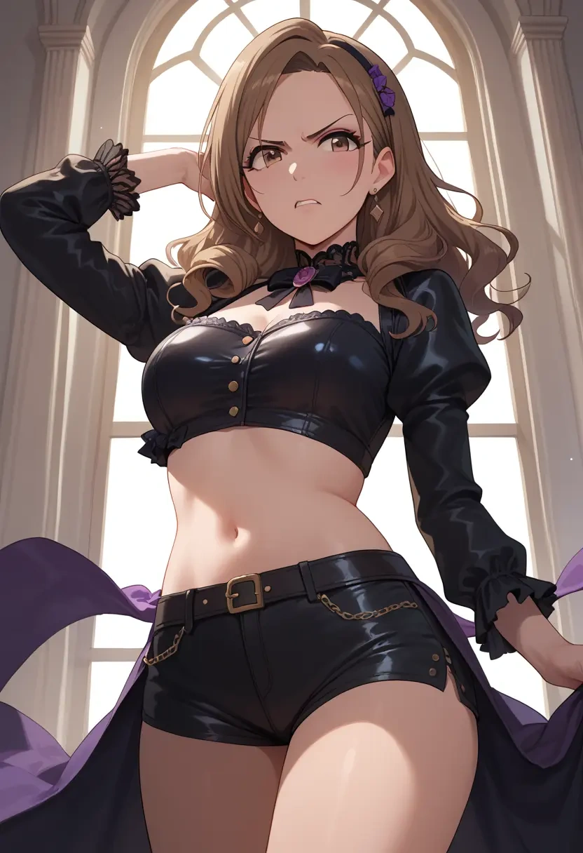 idolmaster,mimura_kanako,leather,shorts,crop top  - 